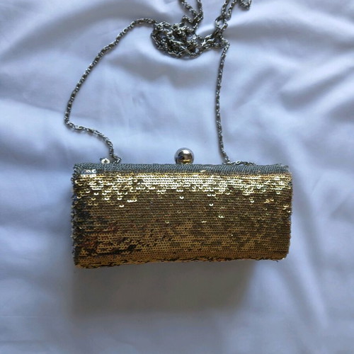Small crossbody bag silver-gold with sequins like new