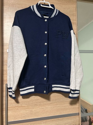 Pink Woman college jacket used, gray and blue, size L