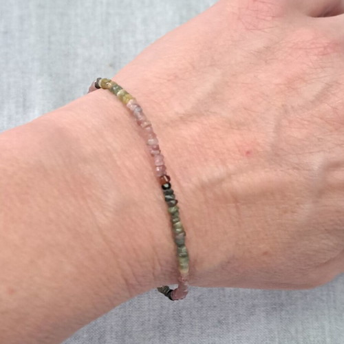 Bracelet with natural tourmalines and silver, new, handmade