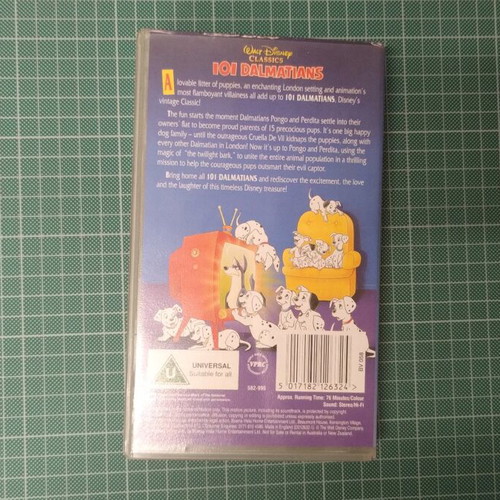 VHS tape 101 Dalmatians used from Disney with subtitles