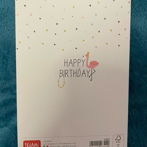 Birthday greeting card new with flamingo design