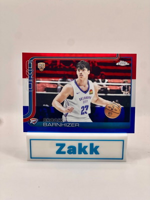 2025-26 Topps Chrome Brooks Barnhizer Red White & Blue Refractor card like new