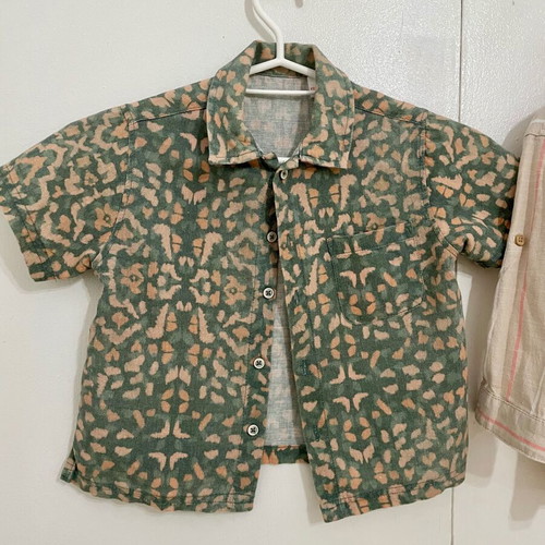 Zara summer shirts for boys up to 3 years, beige linen and green cotton
