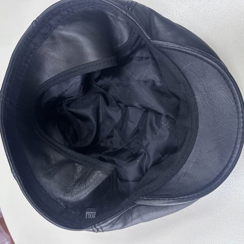 Men's leather hat from sheep skin size XXL black new