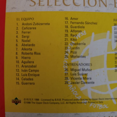 Upper Deck limited edition set used with Selección espanola 1998 cards