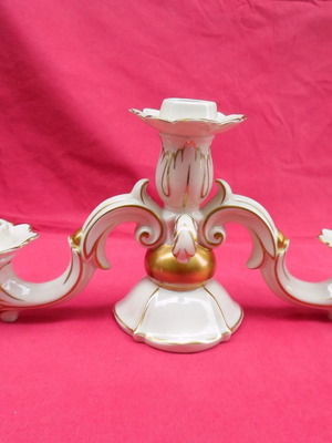 Gerold & Co.Tettau Bavaria porcelain table candle holder used, Victorian style