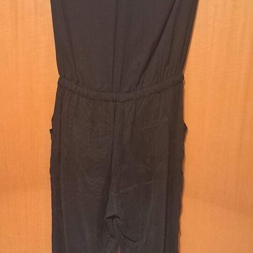 Black strapless evening jumpsuit like new with rhinestones