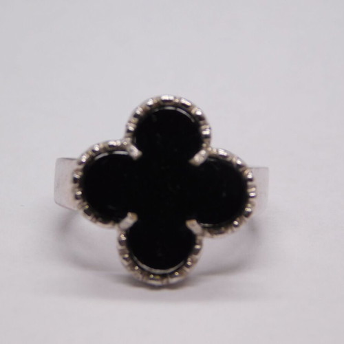 Silver ring 925 Black Clover size 53 new with black stone