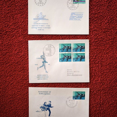 Swiss FDC envelopes collection like new, winter sports, 3 pcs