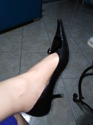 Black leather pumps used, size 38, 5cm heel
