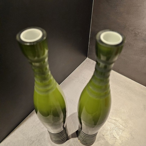 Leonardo glass vases set of 2, 40cm, like new, olive green