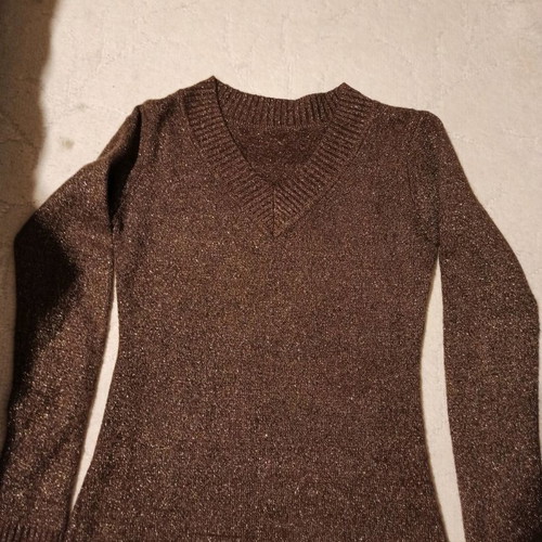 Pullover used with lurex, brown, size M