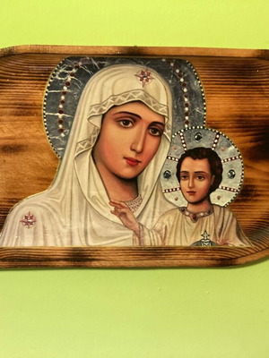 Handmade icon of Virgin Mary and Jesus new