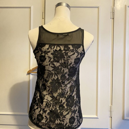 Black transparent sleeveless top with lace new, size S