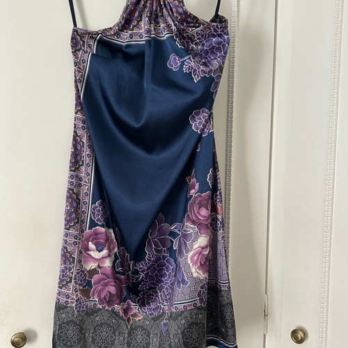 Mini dress S like new, blue and purple, with Asian influences
