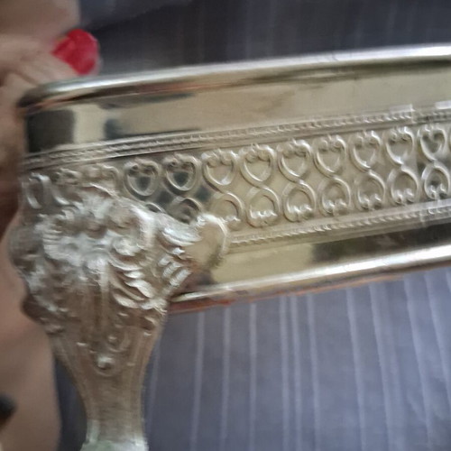 Vintage serving dish 40×20cm with carved lion's feet
