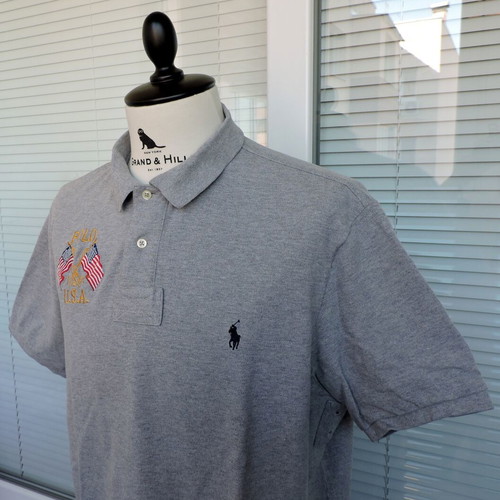 Ralph Lauren Polo Shirt Mens Short Sleeve Custom Fit Golf XL like new, gray