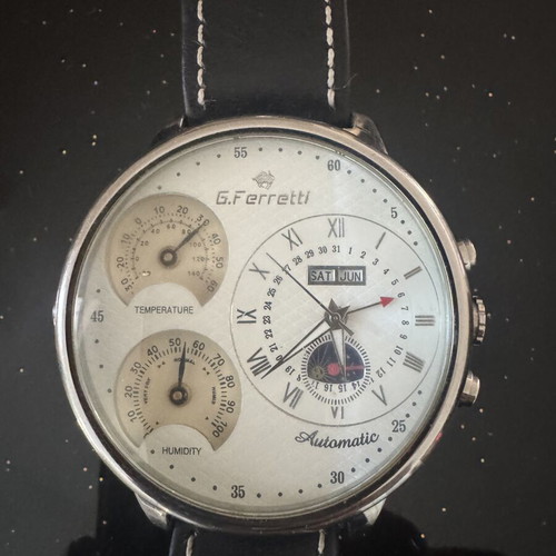 G.Ferreti automatic watch like new with date, moon phases, temperature, humidity