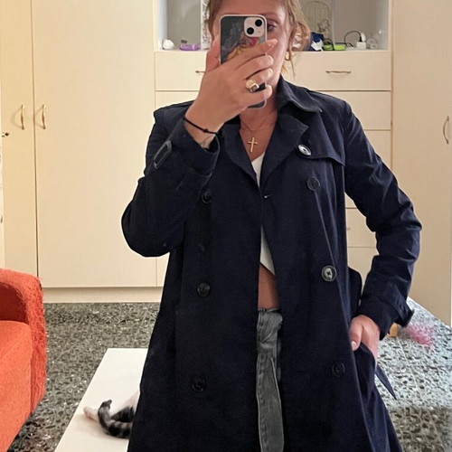 Stradivarius women's navy trench coat size S like new