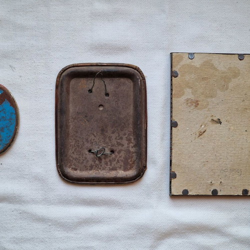 Religious icons used, set of three vintage metal framed
