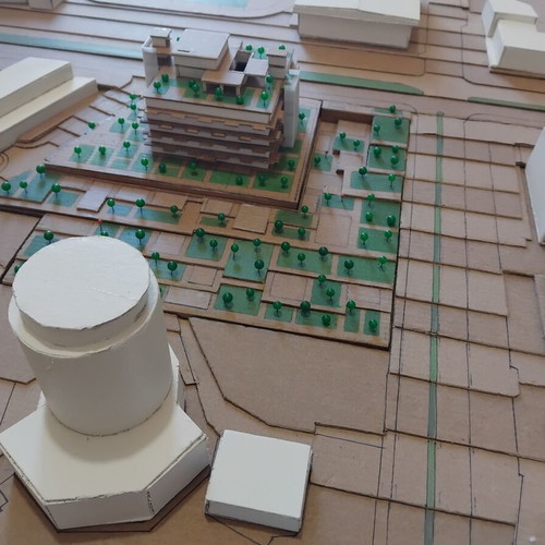 Architectural model scale 1/500 new, kraft cardboard