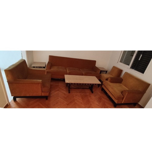 Living room furniture set used with sofa, armchairs, and tables