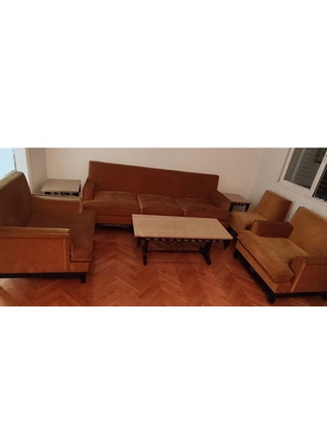 Living room furniture set used with sofa, armchairs, and tables