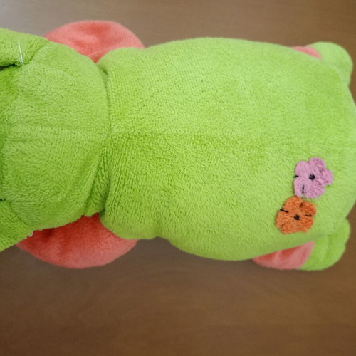 Plush Hippopotamus with Flowers like new, green and coral