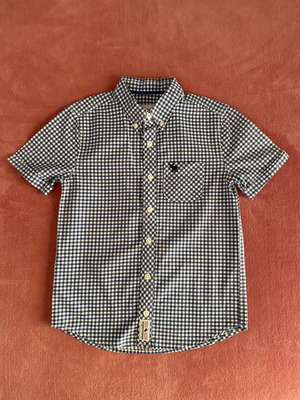 Abercrombie plaid short-sleeve shirt for boys 9 years like new, blue white