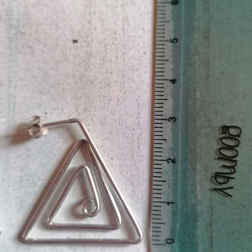 Silver 925 earrings hoops with triangular spiral new