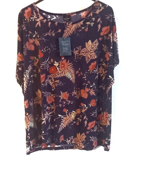 Blouse new, indigo blue, elastic fabric, size XXL