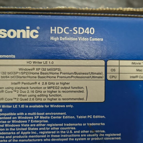 Panasonic HDC-SD40 videocamera like new, Full HD, 16.8x zoom
