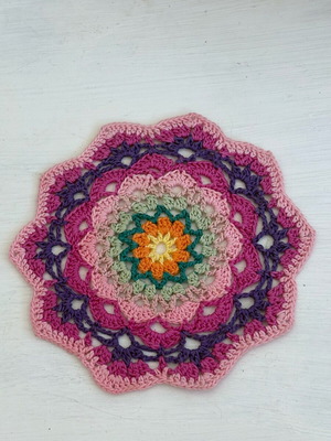 Small multicolored doily made to order