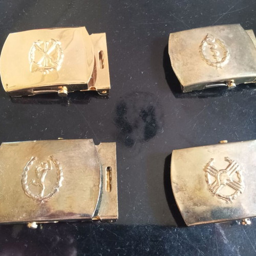 Collectible military belt buckles new, engineer medical communications war material