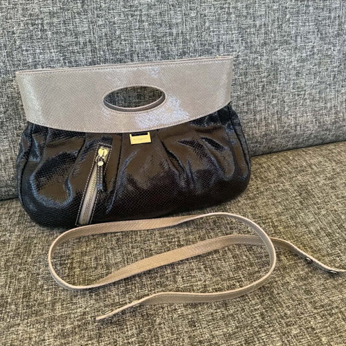 Nannini leather handbag like new, black and beige