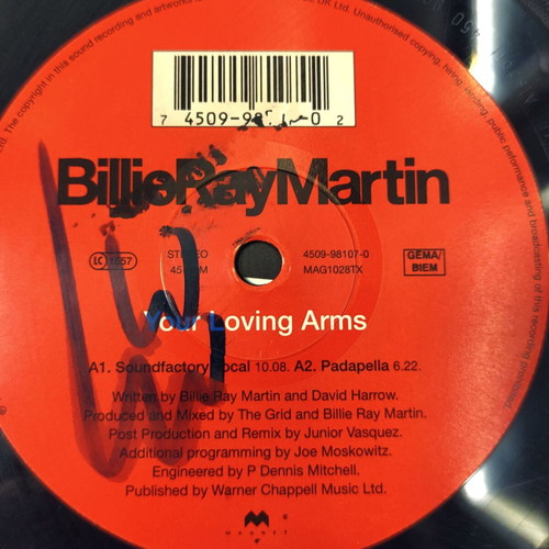 Billie Ray Martin Your Loving Arms 12" vinyl maxi single used, electronic