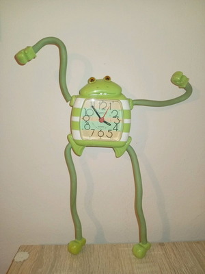 Frog clock vintage used, 25 cm