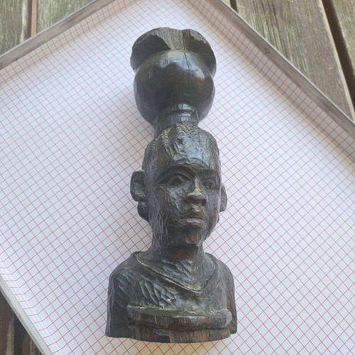 African vintage wood carving used ebony