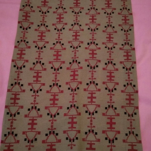 Cross-stitch table runner new with leatherette trim 53×32.5 cm