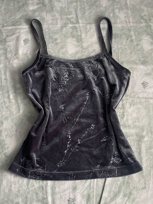 90s vintage βελούδινο τοπ με στρας καινούργιο, γκρι και πράσινο