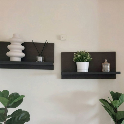 Minimalist Wenge wall shelves set like new, 2 pcs, premium sturdy build