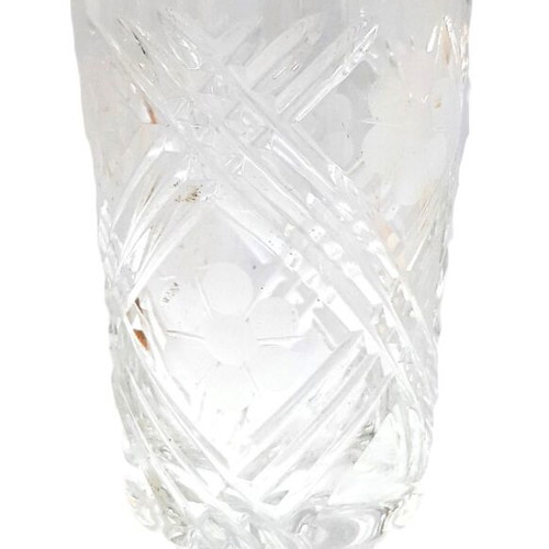 Czech Cut Crystal Vase like new, 18.5 cm, floral motifs