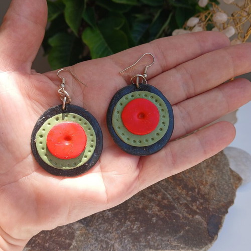 Handmade polymer clay earrings, unique design