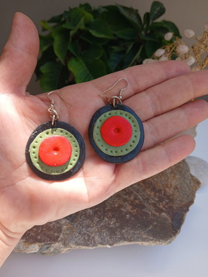 Handmade polymer clay earrings, unique design