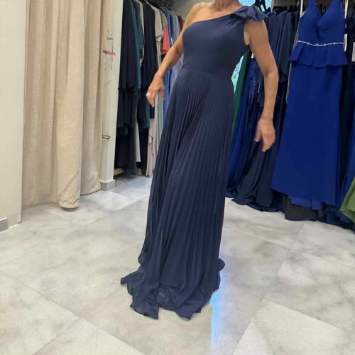 Evening dress like new, chiffon fabric, size medium, blue, one shoulder bow