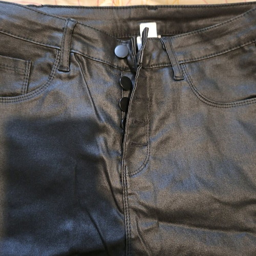 Pants with leather effect new, black, size M