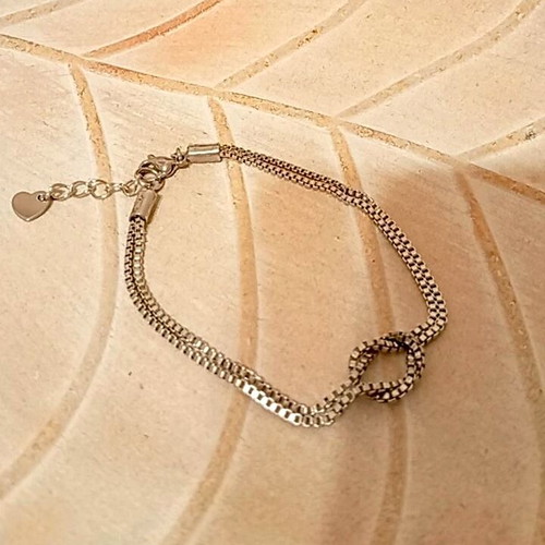 Handmade steel bracelet with knot design new, silver color