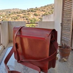 Crossbody bag like new, handmade red genuine leather