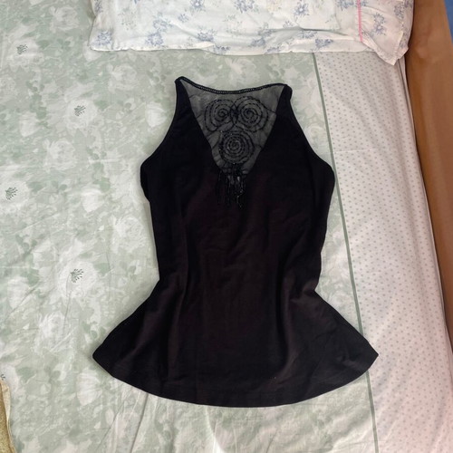 Vintage black Raxevsky top new with rhinestones, viscose, size L