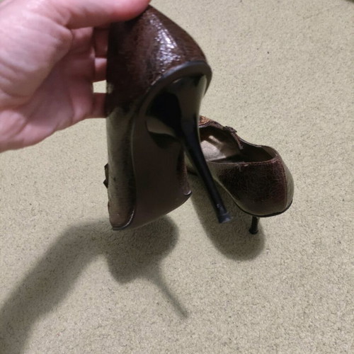 Migato brown pumps used with gold, 6 cm heels, size 39